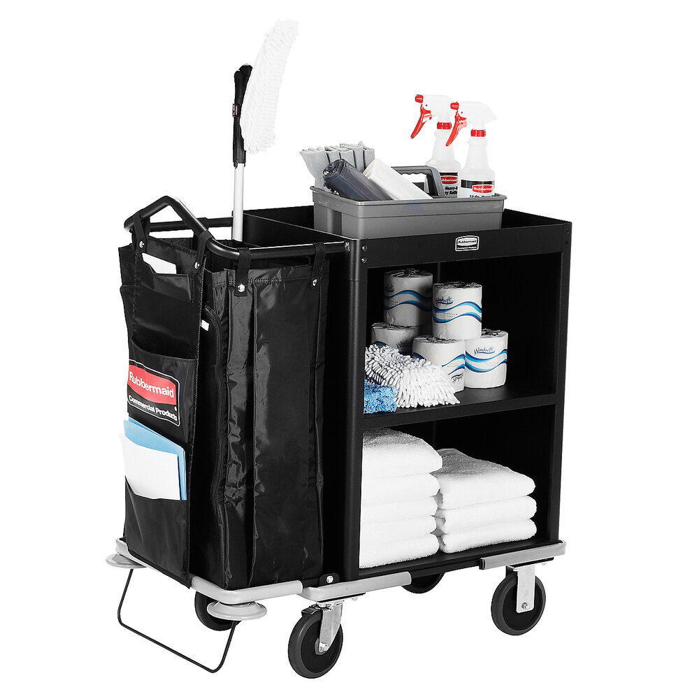 Rubbermaid 9T60 Metal Compact Housekeeping Cart (FG9T6000BLA)