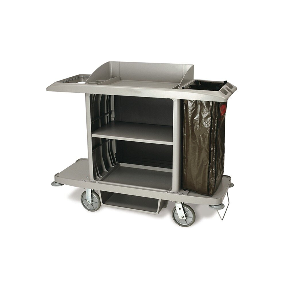 Rubbermaid 6189 Gray Full Size Housekeeping Cart (FG618900PLAT)
