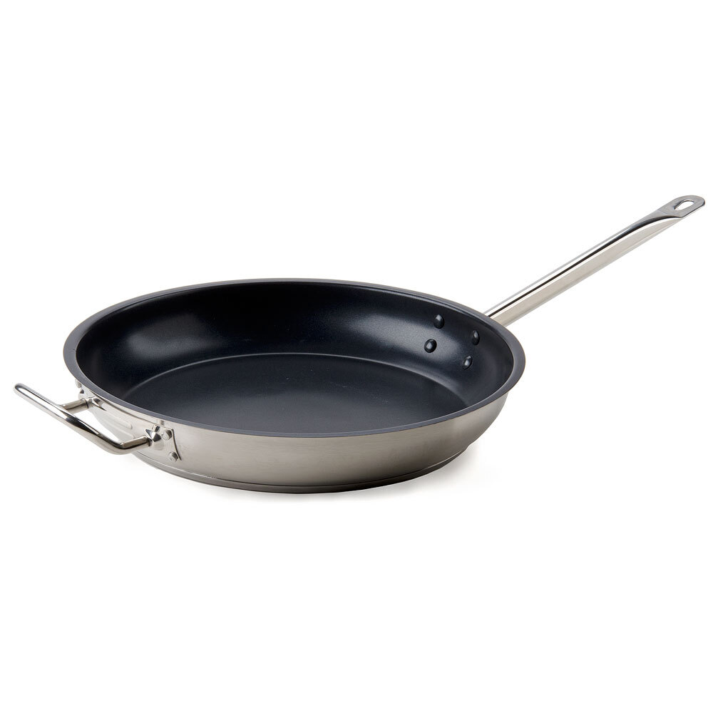 14" NonStick AluminumClad Stainless Steel Fry Pan with Helper Handle