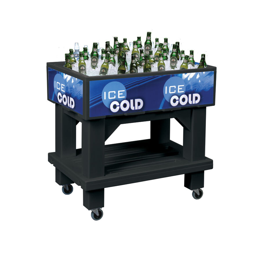 Black Texas Icer Jr. 2020 Insulated Ice Bin / Merchandiser with Shelf