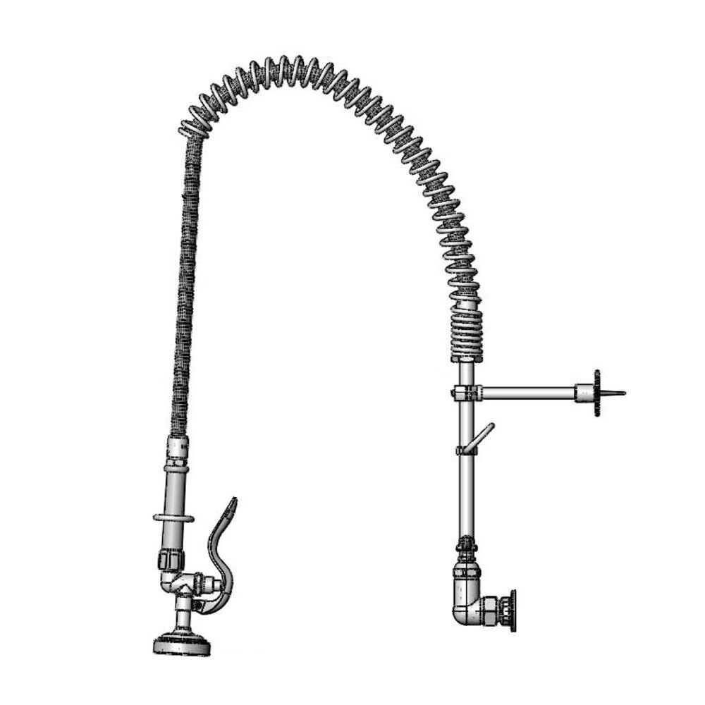 T&S B0133B145X Wall Mount Pre Rinse Faucet with 8" Adjustable