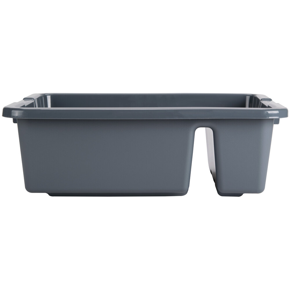 Gray 20" x 17" x 7" Heavy Duty Polyethylene Plastic Divided Bus Tub