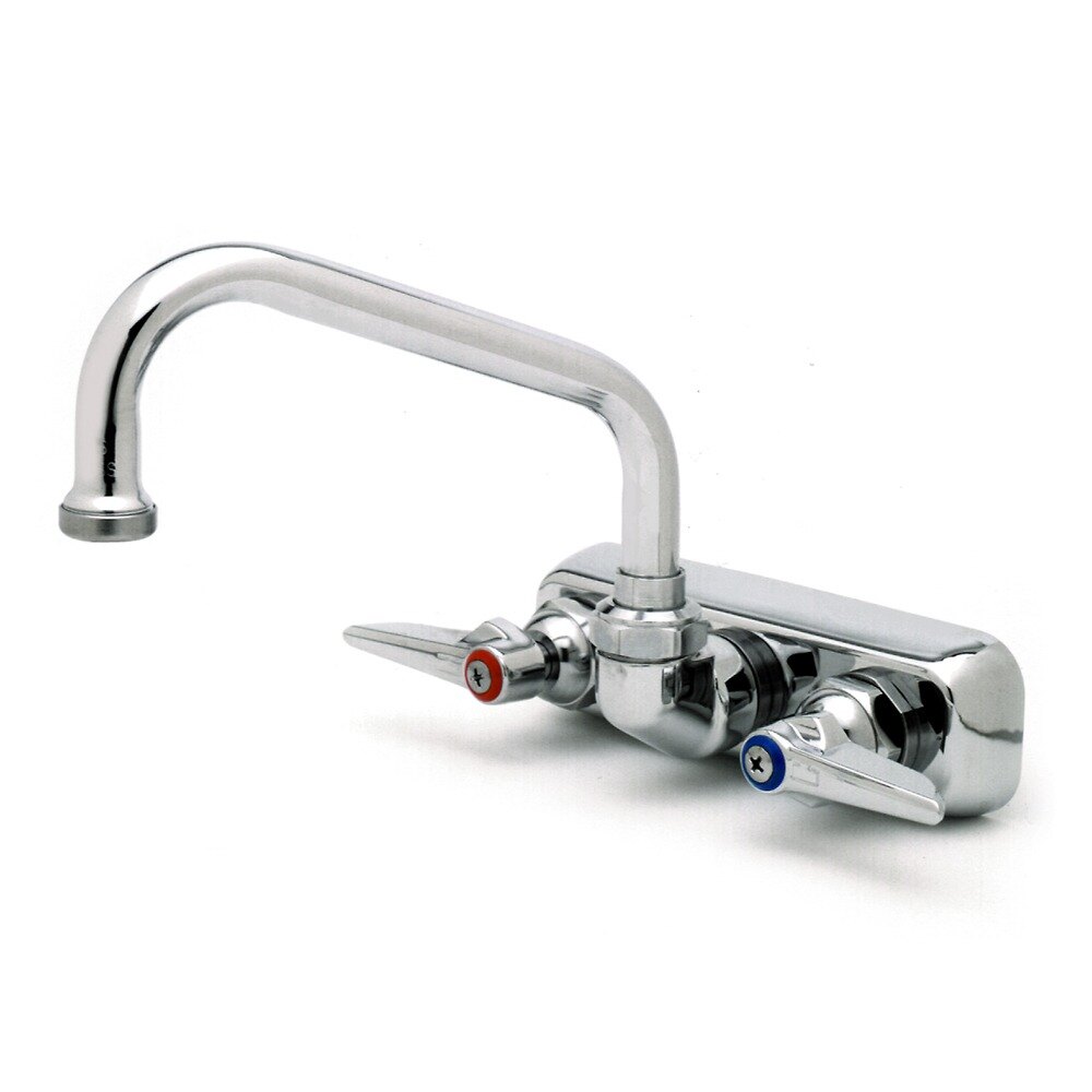 T&S B1115XS Wall Mount Workboard Faucet with 4" Centers, 6" Swing Nozzle, Escutcheon, and