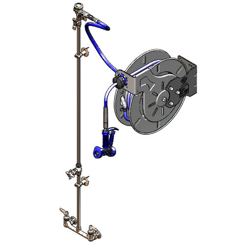 T&S B1551 50' Open Hose Reel with 8" Centers, Front Trigger Water Gun