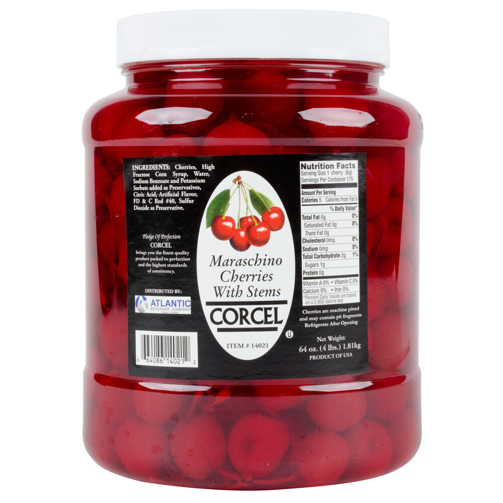 Maraschino Cherries with Stems (6) 1/2 Gallon Jars / Case 6/Case