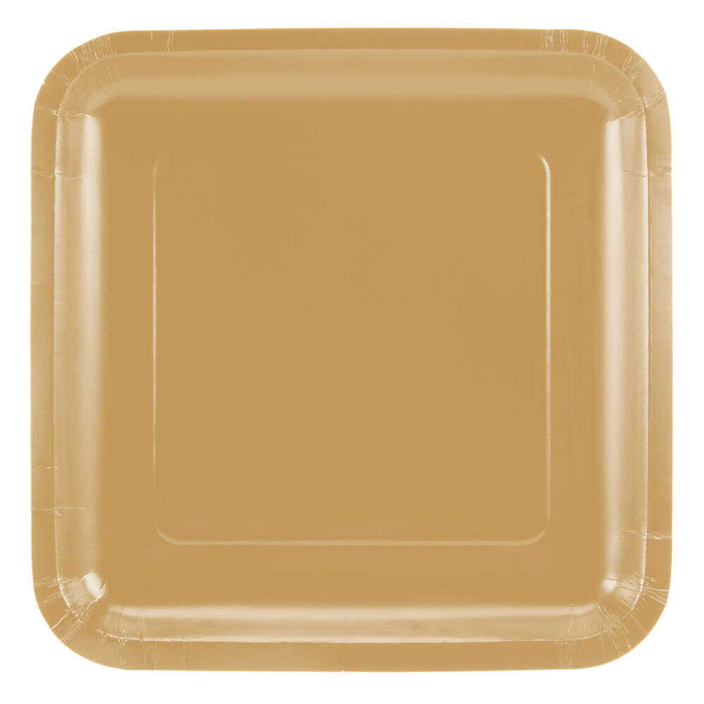 Creative Converting 463276 9" Glittering Gold Square Paper Plate 180