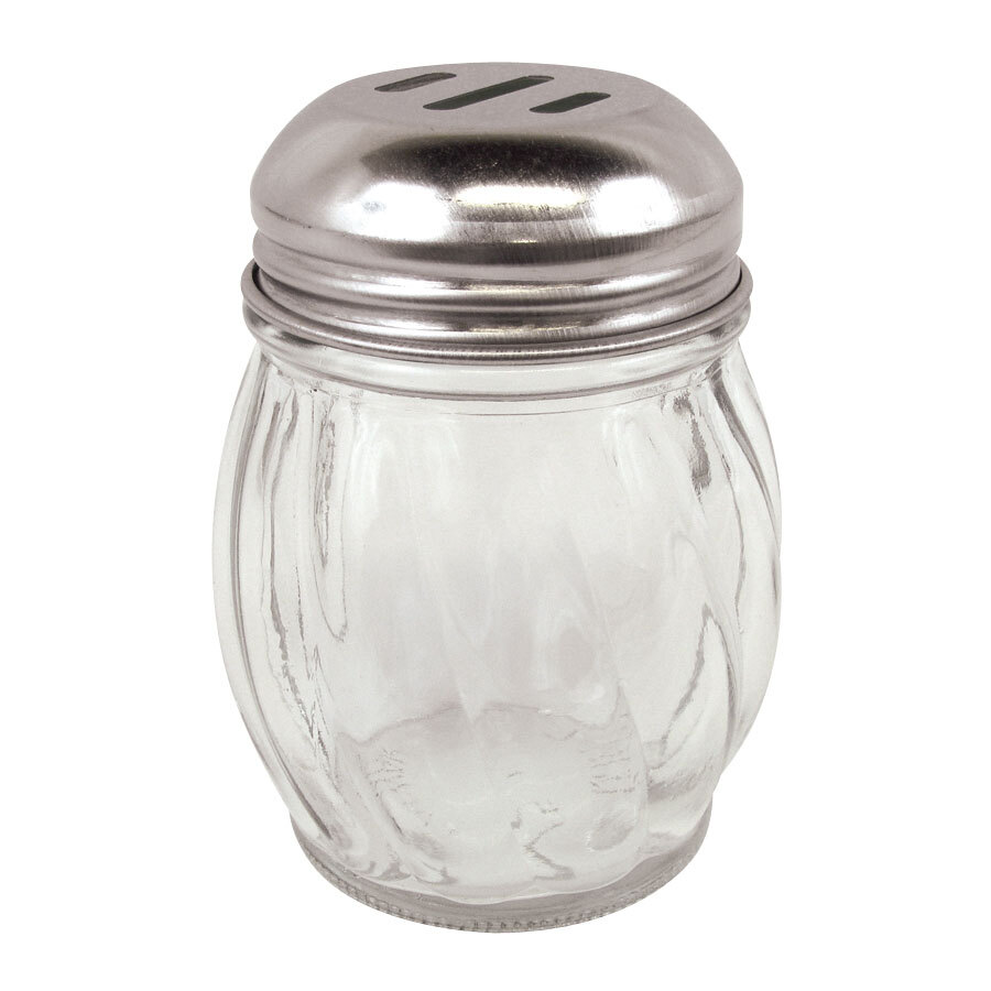 6 oz. Glass Cheese Shaker with Slotted Chrome Top 3/Pack