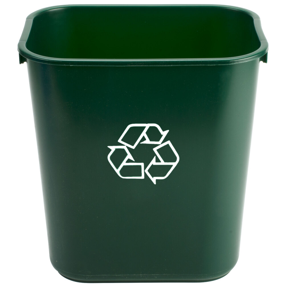 Continental 13582 13.6 Qt. Green Rectangular Recycling Wastebasket