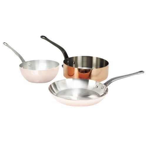 De Buyer 6462.28 4.9 Qt. StraightSided Copper Saute Pan with Cast Iron