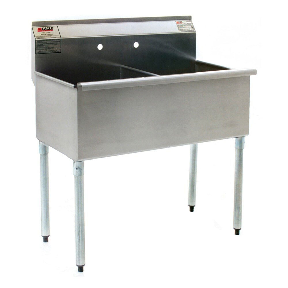 ... Stainless Steel Commercial Sink with Two Drainboards - 96 1/4