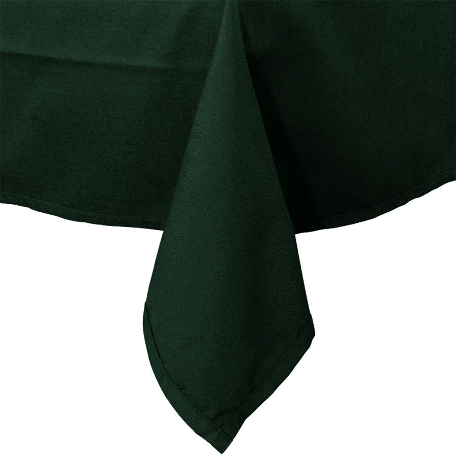 54" x 114" Forest Green Hemmed Polyspun Cloth Table Cover