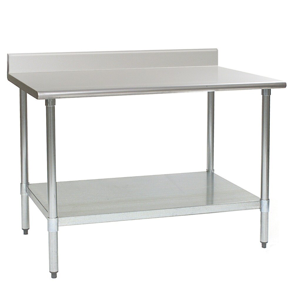 Eagle Group T3060SEMBS 30" x 60" Stainless Steel Work Table with Undershelf and 4 1/2" Backsplash