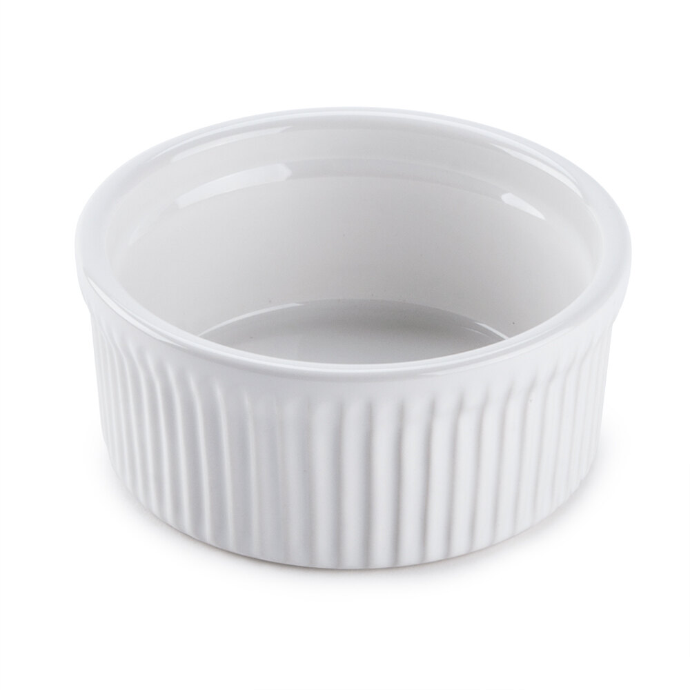 Tuxton BWX1002 DuraTux 10 oz. White Fluted Souffle / Ramekin 12 / Case