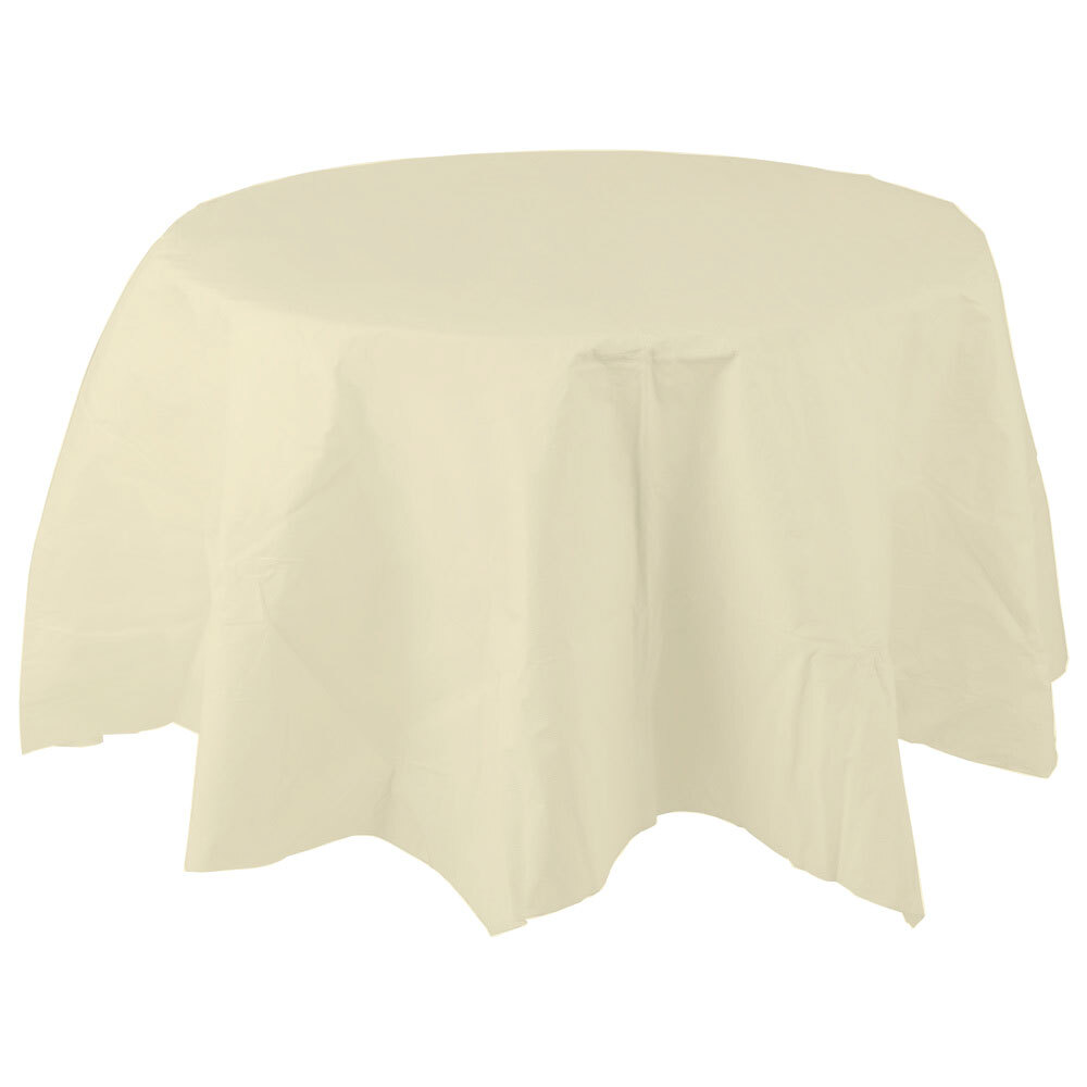 Creative Converting 923264 82" Ivory Tissue / Poly Tablecover
