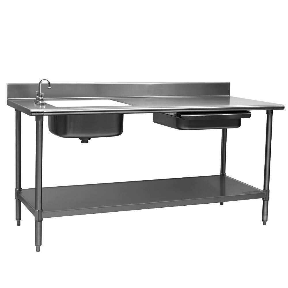 Eagle Group PT 3072 Stainless Steel Prep Table with Sink, Drawer