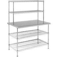 Eagle Group T2436EBW-2 24 inch x 36 inch Stainless Steel Table with 2 Chrome Wire Undershelves and 2 Chrome Wire Overshelves