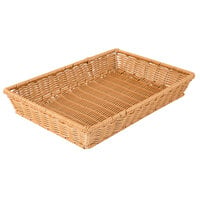 GET WB-1553-HY Designer Polyweave 16 1/4" x 11" x 2 1/2" Honey Rectangular Plastic Basket