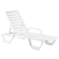 Grosfillex 44031104 / 44031004 Bahia White Stacking Adjustable Resin Chaise