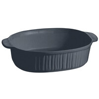 Tablecraft CW2095MBS Midnight with Blue Speckle 4 Qt. Oval Casserole Dish with Ridges