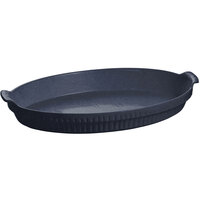 Tablecraft CW1390MBS 2.75 Qt. Midnight with Blue Speckle Cast Aluminum Large Shallow Oval Casserole Dish