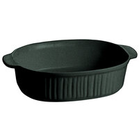 Tablecraft CW2095BKGS Black with Green Speckle 4 Qt. Oval Casserole Dish with Ridges