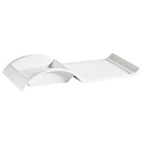 CAC PLT-10 Bone White Rectangular Porcelain Platter with Square Holder - 12/Case