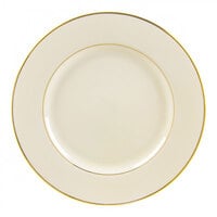 10 Strawberry Street CGLD0024 12 1/4" Cream Double Gold Line Porcelain Charger Plate - 12/Case