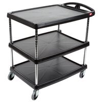 Metro myCart MY2030-34BL Black Utility Cart with Three Shelves and Chrome Posts - 24" x 34"