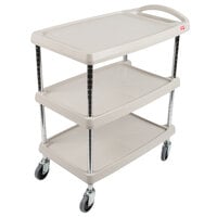 Metro myCart MY1627-34G Gray Utility Cart with Three Shelves and Chrome Posts - 18" x 32"