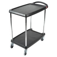 Metro myCart MY1627-24BL Black Utility Cart with Two Shelves and Chrome Posts - 18" x 32"