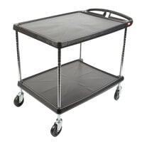 Metro myCart MY2636-25BL Black Utility Cart with Two Shelves and Chrome Posts - 28" x 40"