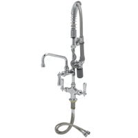 T&S MPY-2DCN-06 EasyInstall Deck Mounted 24 3/4" High Mini Pre-Rinse Faucet with Flex Inlets, Low Flow Spray Valve, Club Handles, 24" Hose, 6" Add-On Faucet, and 6" Wall Bracket