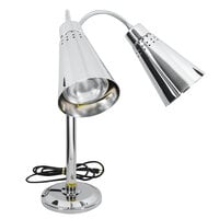 Hanson Heat Lamps DLM/900/ST Two Lamp Stainless Steel Freestanding Heat Lamp with Dual Bulbs and 900 Series Shades