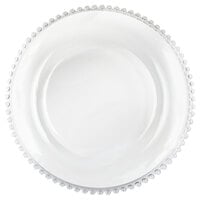 Charge It by Jay 13" Round White with Clear Beaded Rim Glass Charger Plate - 12/Pack