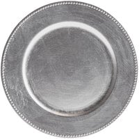 Charge It by Jay 13" Round Silver Beaded Plastic Charger Plate - 12/Pack