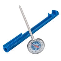 Taylor 6092NBLBC 5" Instant Read Reduce Cross-Contamination Pocket Probe Dial Thermometer - Blue / Fish