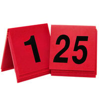 Cal-Mil 226 3" x 3" Red / Black Double-Sided Number Table Tents - 1 to 25