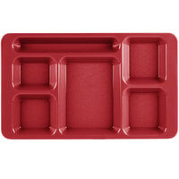 Cambro 1596CW404 Camwear (2 x 2) 9" x 15" Ambidextrous Heavy-Duty Polycarbonate NSF Red 6 Compartment Serving Tray - 24/Case