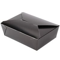 Fold-Pak 03BPBLACKM Bio-Pak 8" x 6" x 2 1/2" Black Microwavable Paper #3 Take-Out Containers - 200/Case
