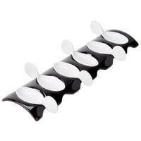 CAC PT-RT13 Bright White Party Collection Porcelain 6 Spoon Set with 12 1/2" Rectangular Test Tray - 12/Case