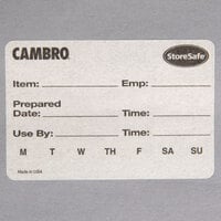 Cambro 23SLB6250 250 Count StoreSafe 3" x 2" Dissolvable Product Label Roll - Printed - 6/Case