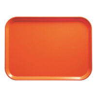 Cambro 57220 4 15/16" x 6 15/16" Rectangular Citrus Orange Customizable Fiberglass Camtray - 12/Case