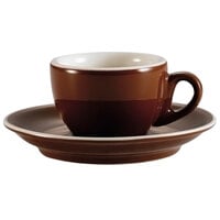 CAC CFB-35 Venice 3.5 oz. Brown Espresso Cup with 5" Saucer - 36/Case
