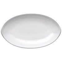 Elite Global Solutions PDS25L Viva 9 1/2" x 5 5/8" White Boat Shape Oval Plate with Black Trim - 6/Case