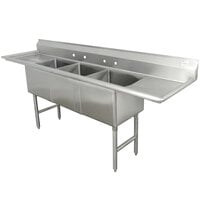 Advance Tabco FC-3-2424-18RL Three Compartment Stainless Steel Commercial Sink with Two Drainboards - 108 inch
