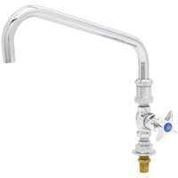 T&S B-0296 Deck Mounted Single Hole Faucet with 12" Big-Flo Swing Nozzle, Plain End Outlet, and 4-Arm Handle