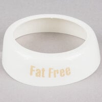 Tablecraft CB19 Imprinted White Plastic "Fat Free" Salad Dressing Dispenser Collar with Beige Lettering