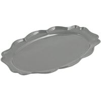 Bon Chef 2027 Queen Anne 12 1/2" x 16" Platinum Gray Sandstone Finish Cast Aluminum Oval Platter