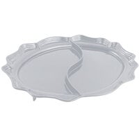 Bon Chef 2030D Queen Anne 18 3/4" x 24" Pewter-Glo Cast Aluminum Divided Oval Platter