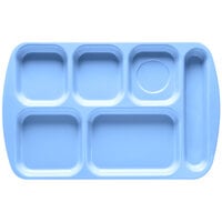 GET TR-151 10" x 15 1/2" Right Handed Heavy-Duty Melamine NSF French Blue 6 Compartment Tray - 12/Pack